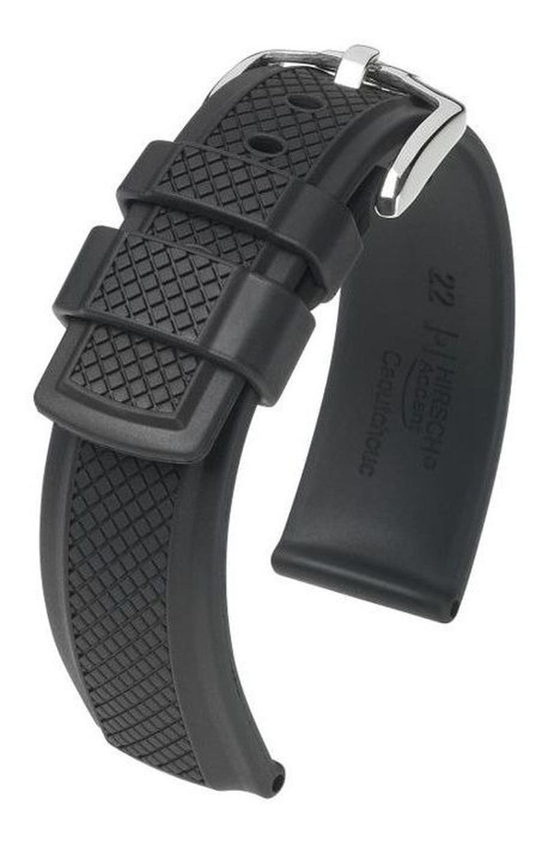 Correa Reloj Hirsch Accent Caucho Premium 24mm Negra