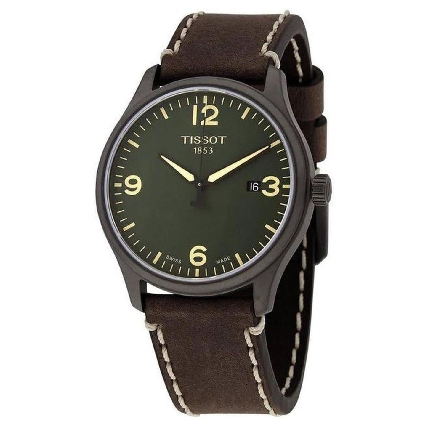 Reloj Tissot Gent Xl Esfera Verde Correa Cafe