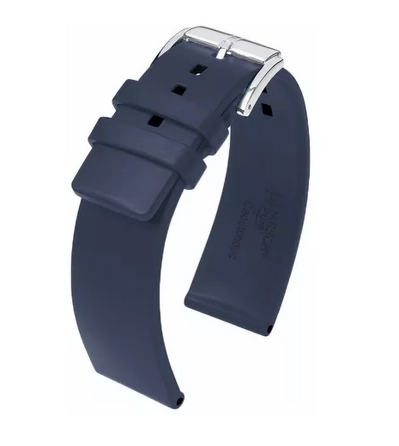 Correa Reloj Hirsch Pure M Caucho Azul Calidad Superior