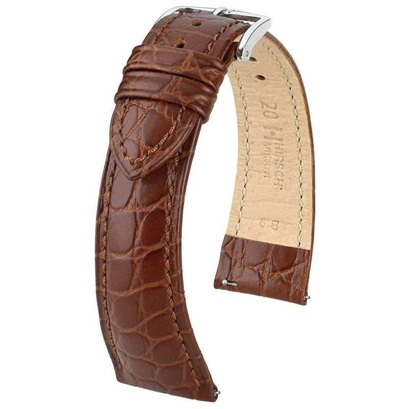 Correa Reloj Hirsch Aristocrat L Hebill Plateada 18mm Marron