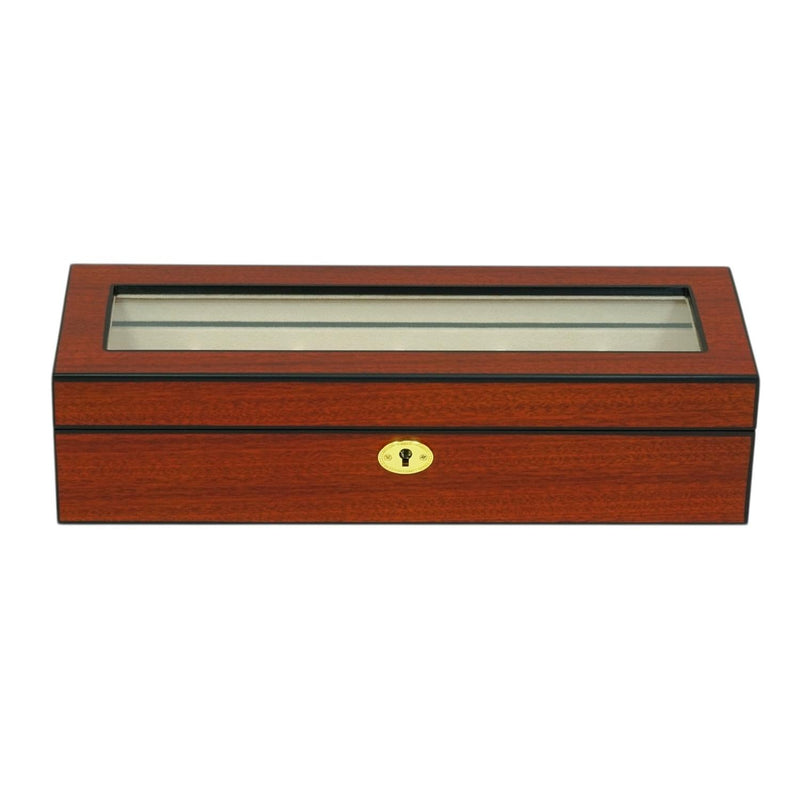 Caja para Relojes 6 Espacios MDF Cherry Con Vidrio
